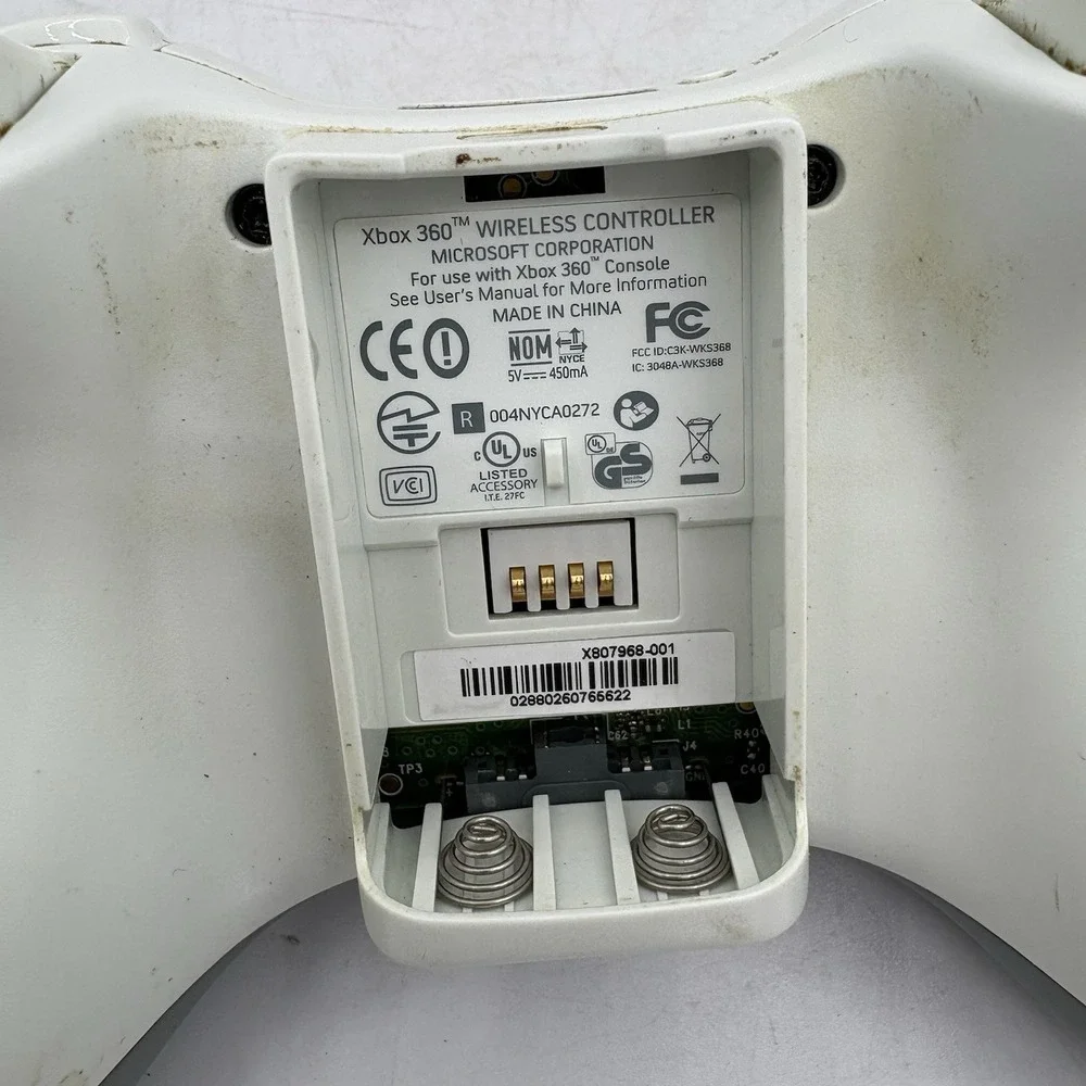 Microsoft Xbox 360 Wireless‎ Controller White No Battery Pack